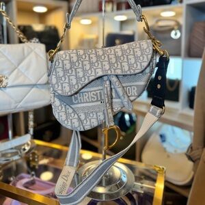 Dior Saddle Oblique In Gray With Strap